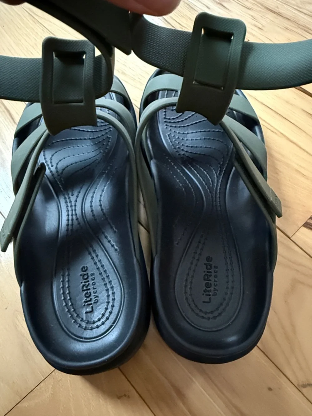 Crocs- Olive Green Strappy Jelly Sandals - Picture 5 of 7